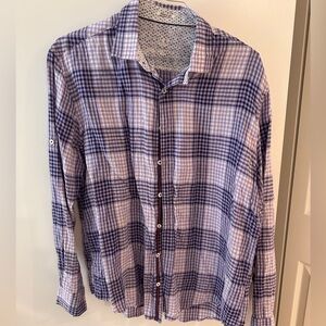 Bugatchi Purple and White Checkered Shirt